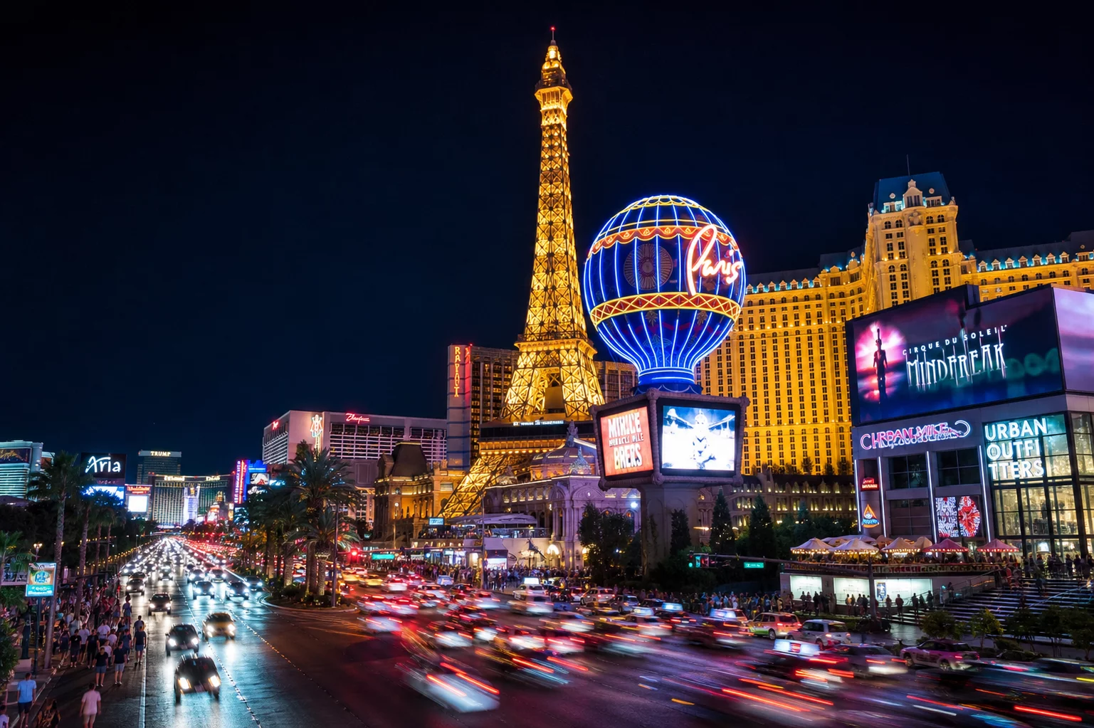 South Strip boulevard and luxury resorts
